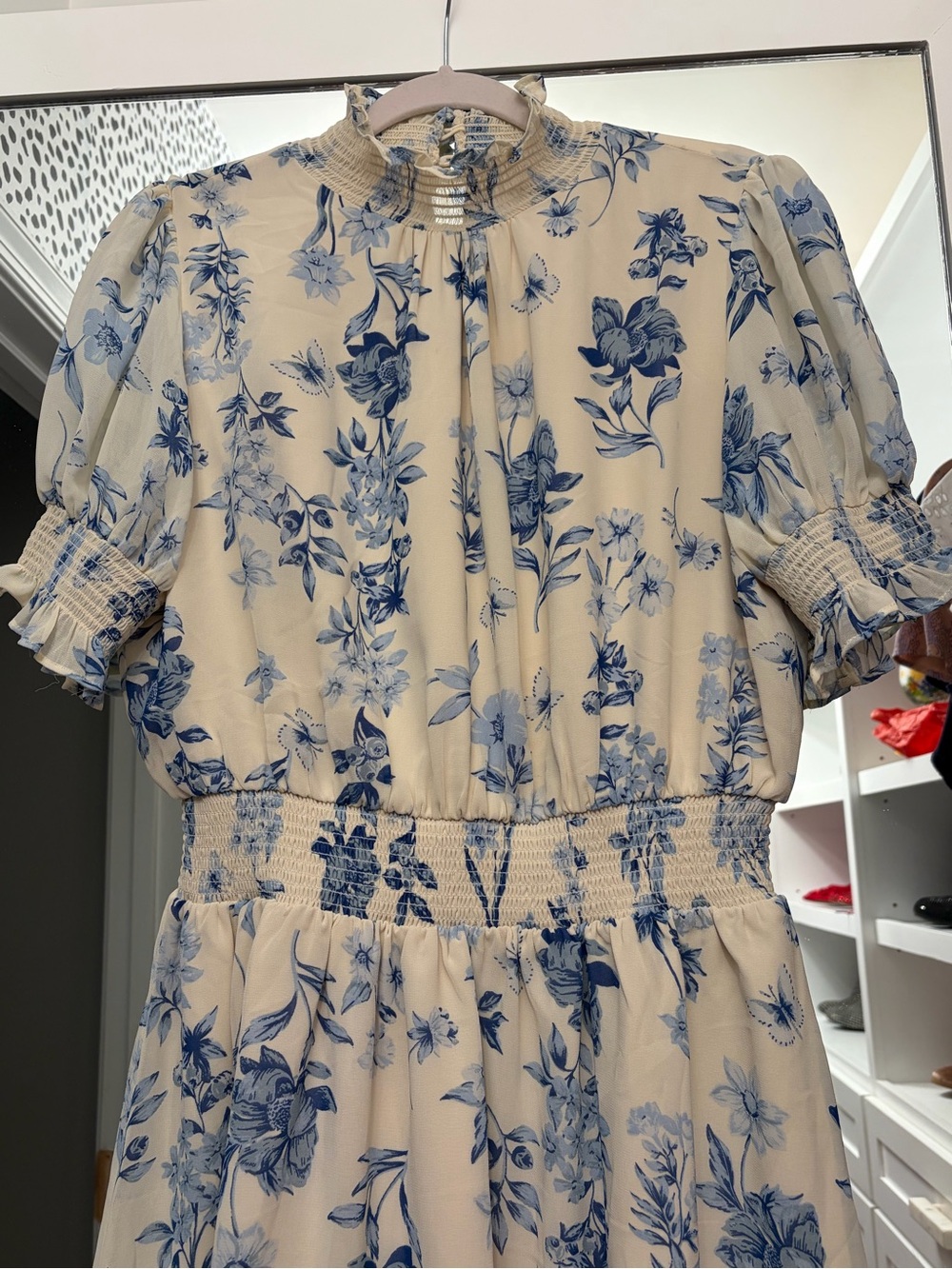 Sugarlips April Blue Floral Mock Neck Mini Dress - Picture 8 of 10